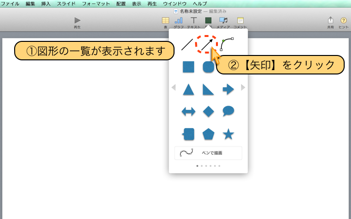 図形の一覧が表示されます